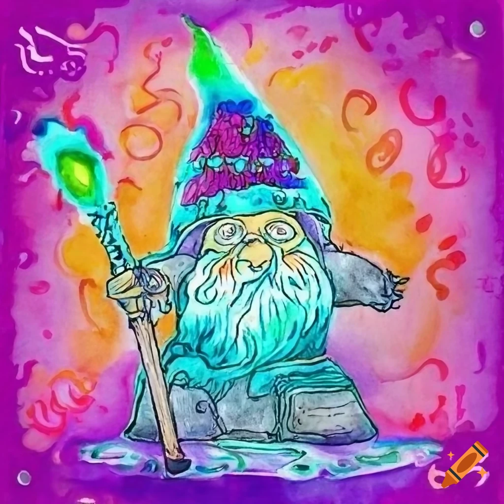 Inuit folk art of evil gnomes mining Pandora's box with colorful watercolors