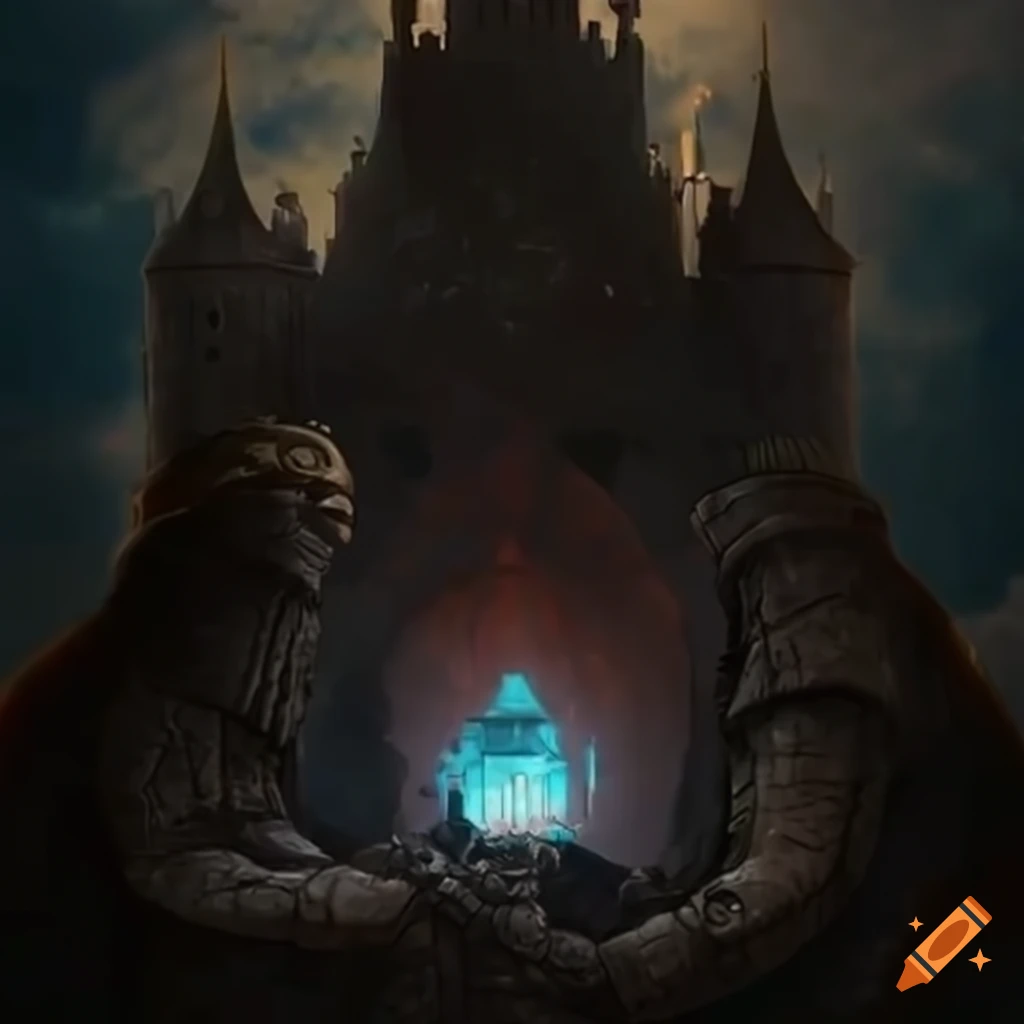 Space-themed treasure hunter meeting a king in a small black castle