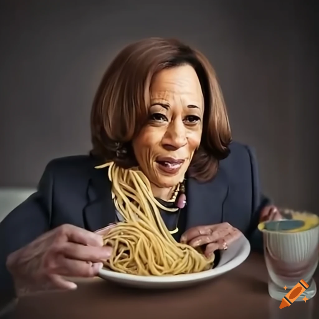 Kamala Harris stretching into a noodle in a dream world