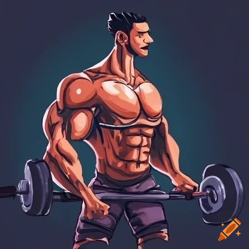 Illustration related to gym, proteins, and creatine