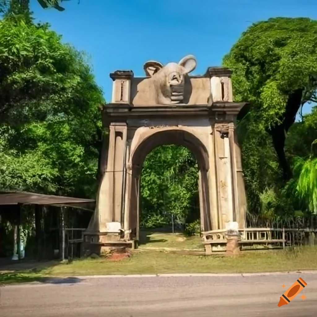 Main entrance of Guarucaco Zoo with prominent gate and name sign