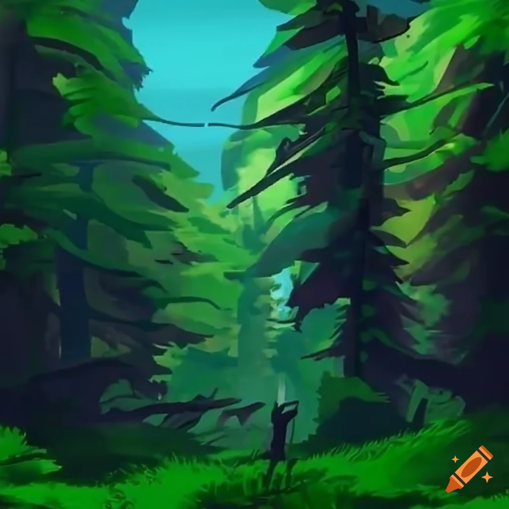Forest setting inspired by Fortnite game