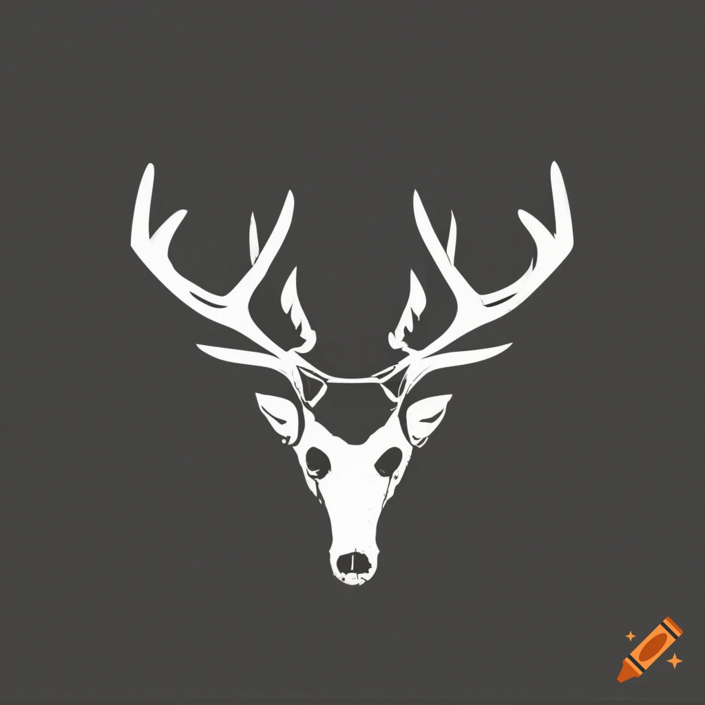 Minimalist black and white logo of a deer head