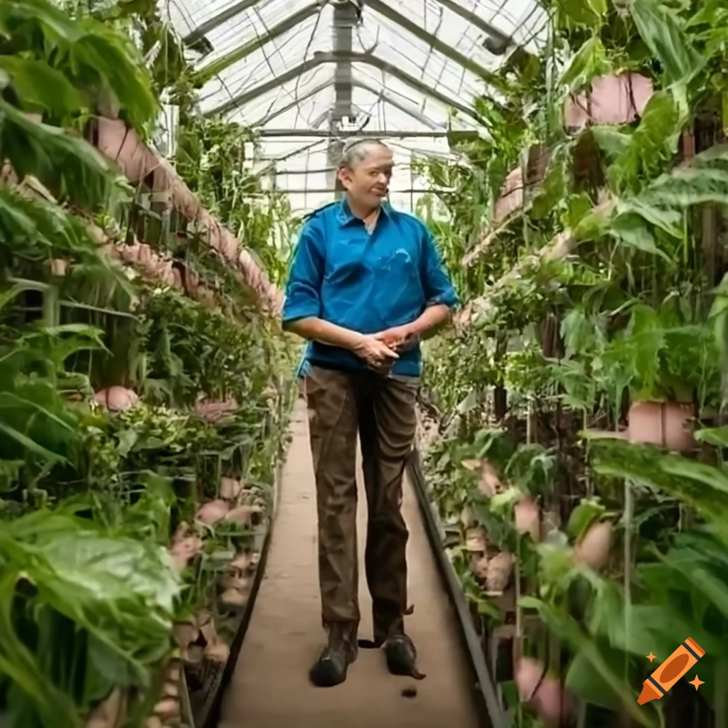 Nieuwkoop plants in greenhouse with a salesman and Nieuwkoop Polo