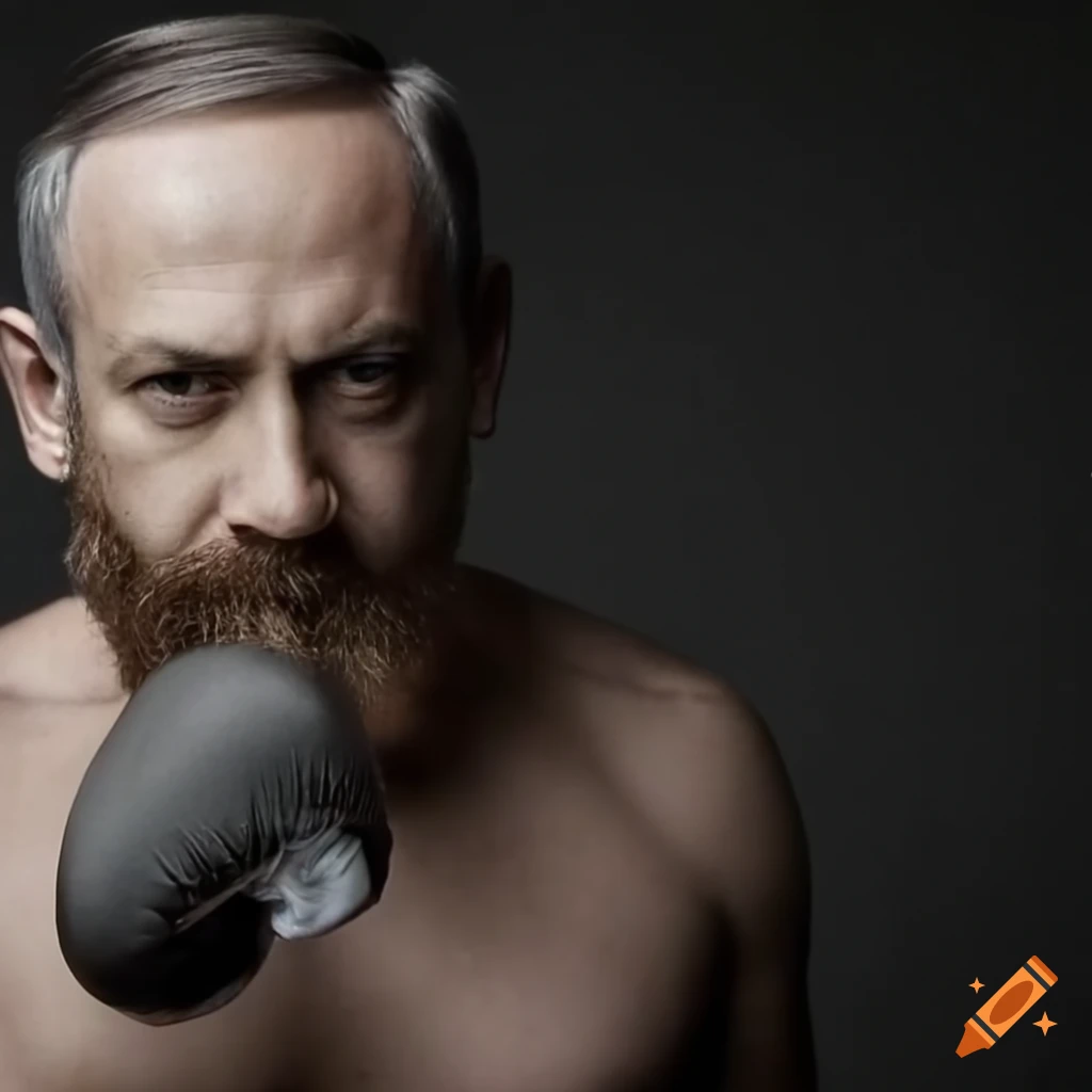 Close-up of muscular man wearing boxing gloves