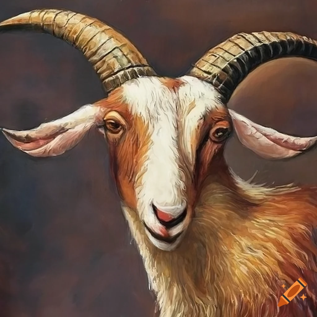 Renaissance style painting of a goat