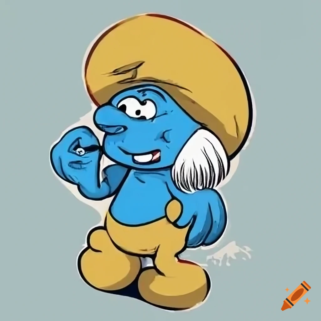 Chubby Papa Smurf with a white bushy beard