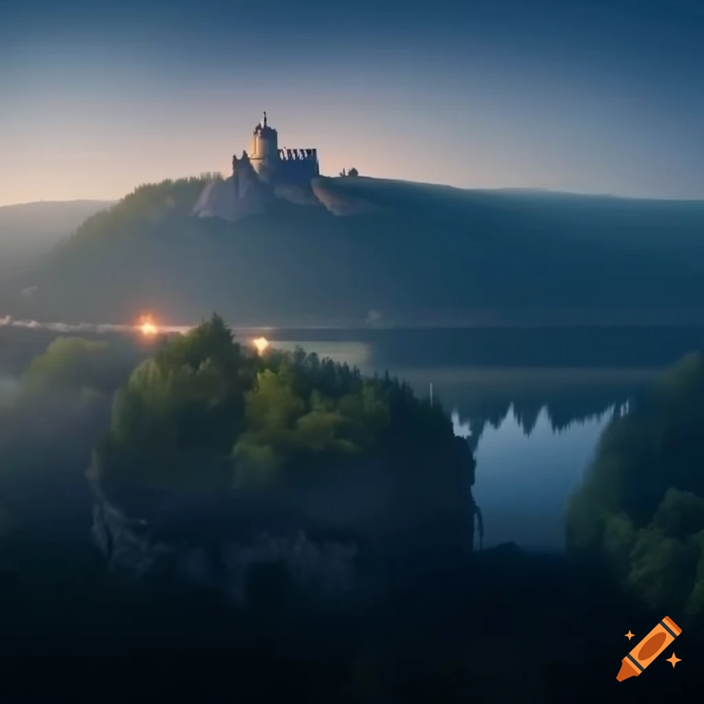 Mount Königstuhl with historic castle overlooking the Neckar river