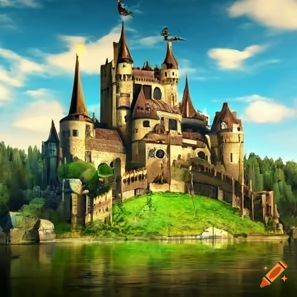 Beautifully rendered castle with butterflies
