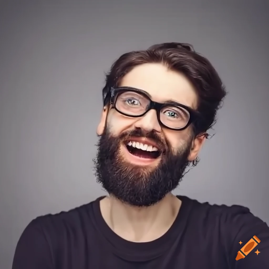 Happy man with glasses making a YouTube thumbnail face