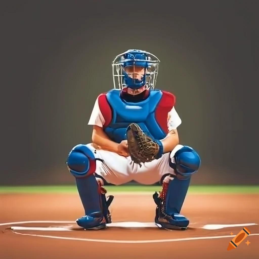 Professional baseball catcher getting ready to catch a ball