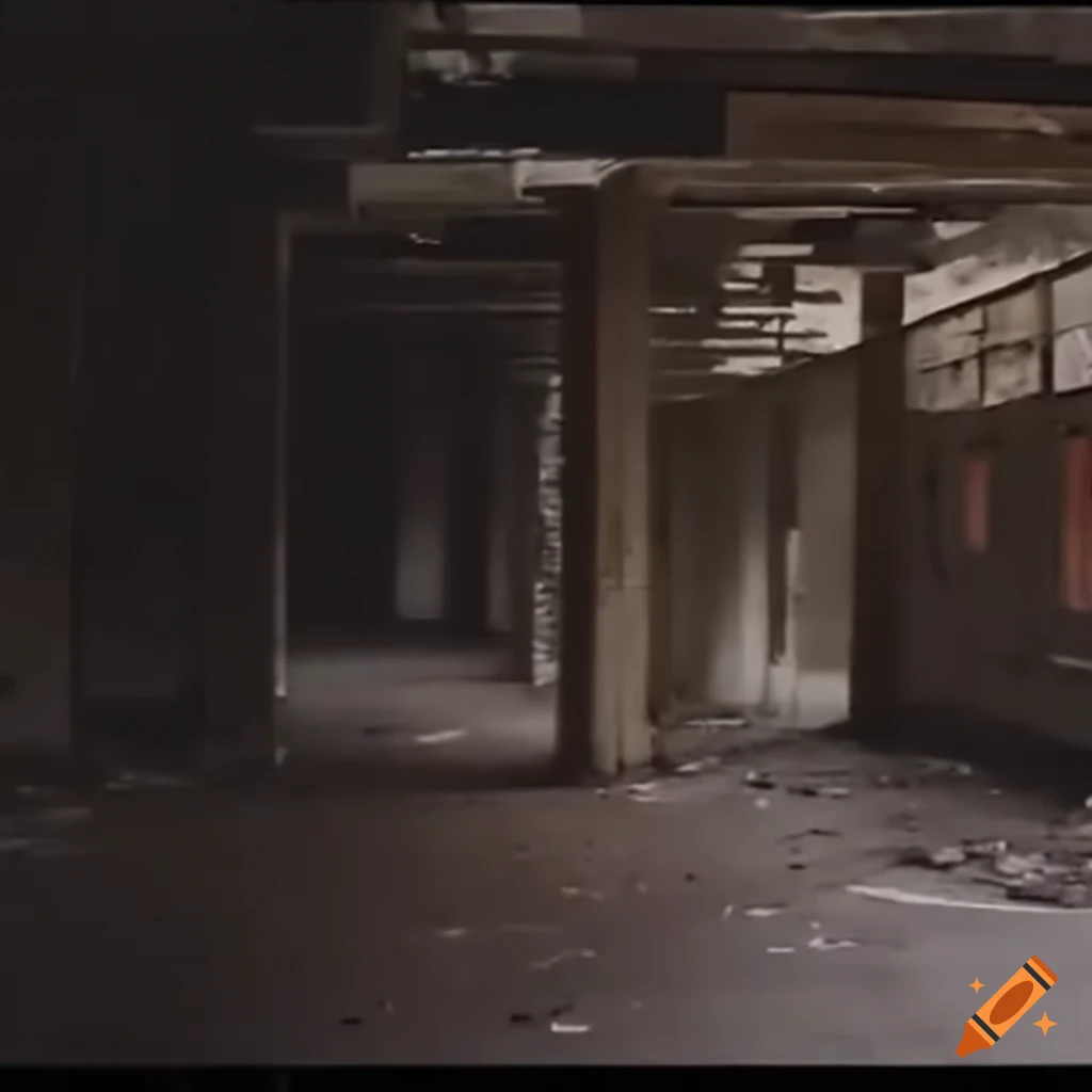 Abandoned warehouse captured in VHS footage