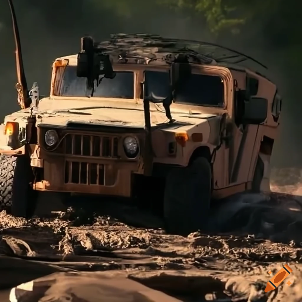Military vehicle crashing
