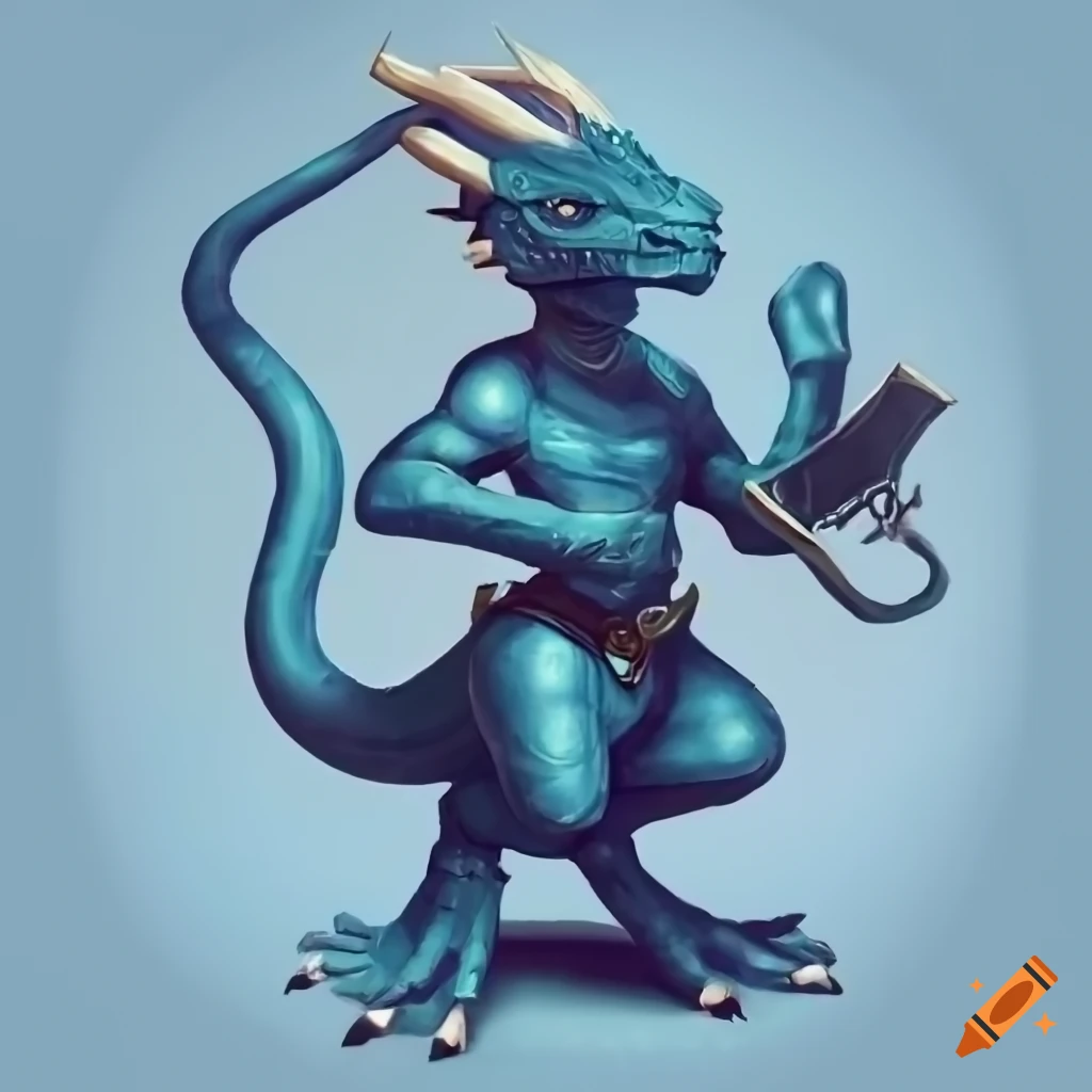 Blue Kobold with Ivory colored horns in D&D 5e style