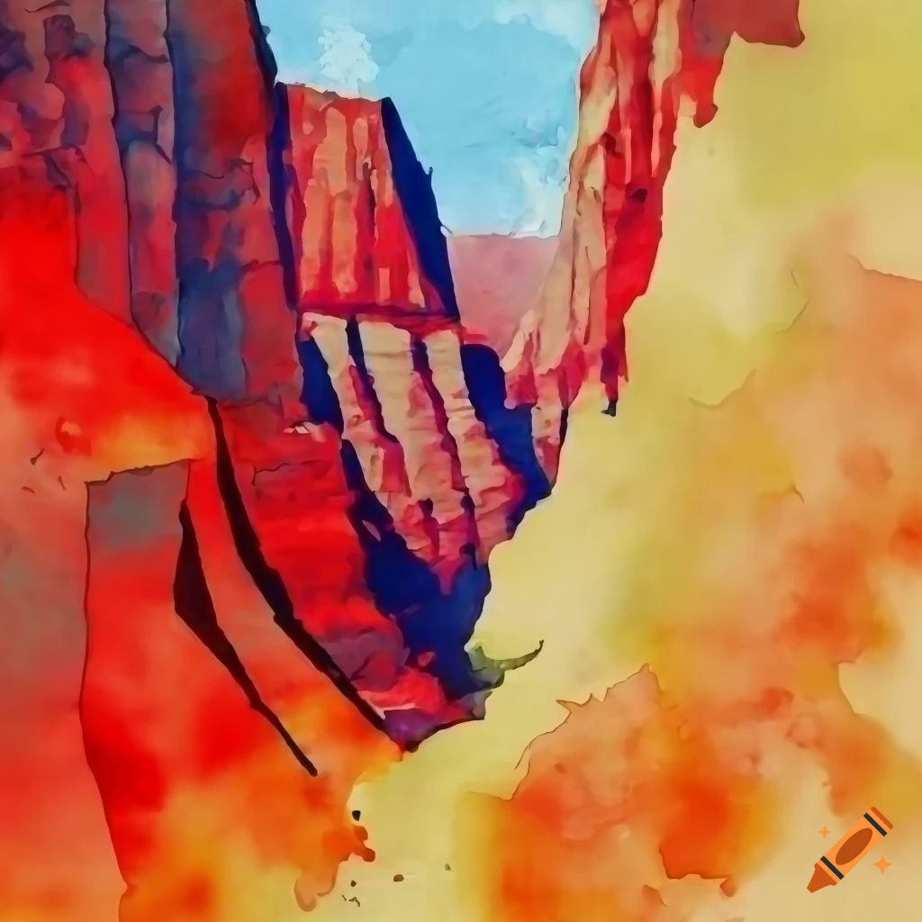 Communist propaganda poster of a jagged canyon in monochromatic style