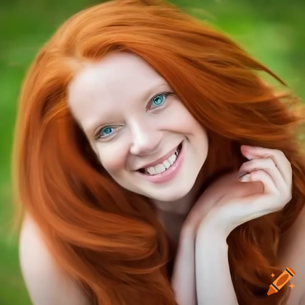 Happy redhead woman