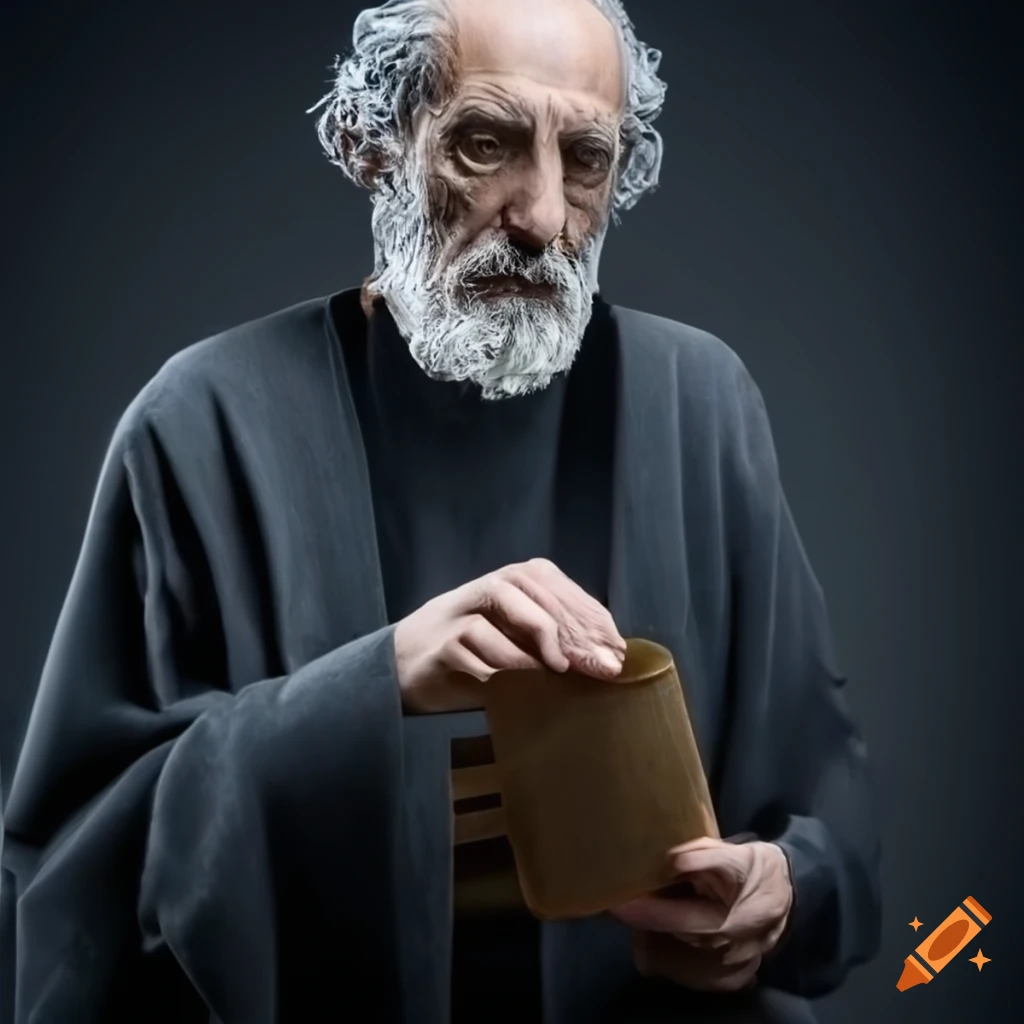 Greek wise mystic philosopher holding a scroll