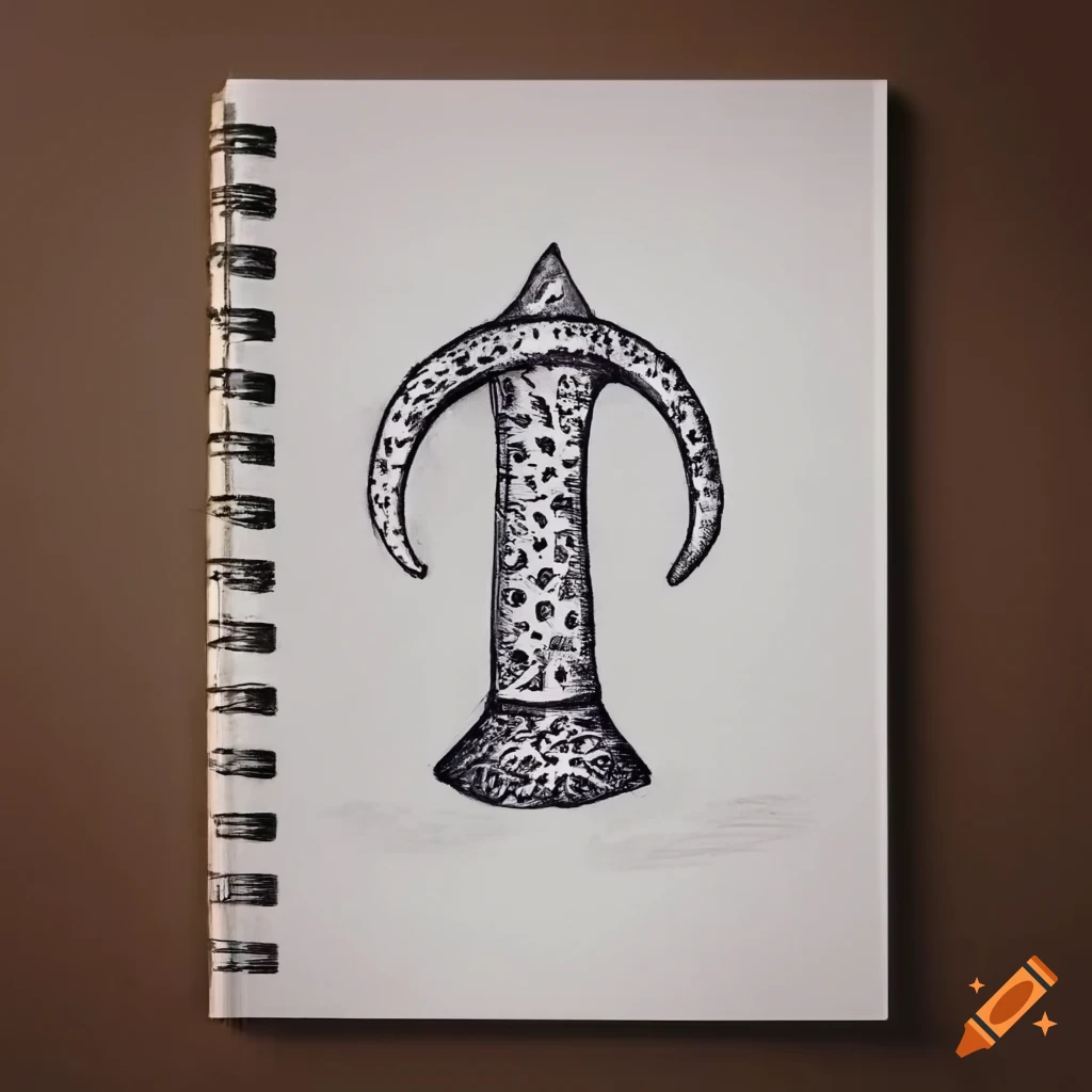 Pen drawing of symbol on a page