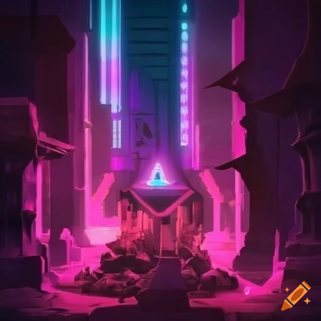 Ruins of Alph with neon lighting