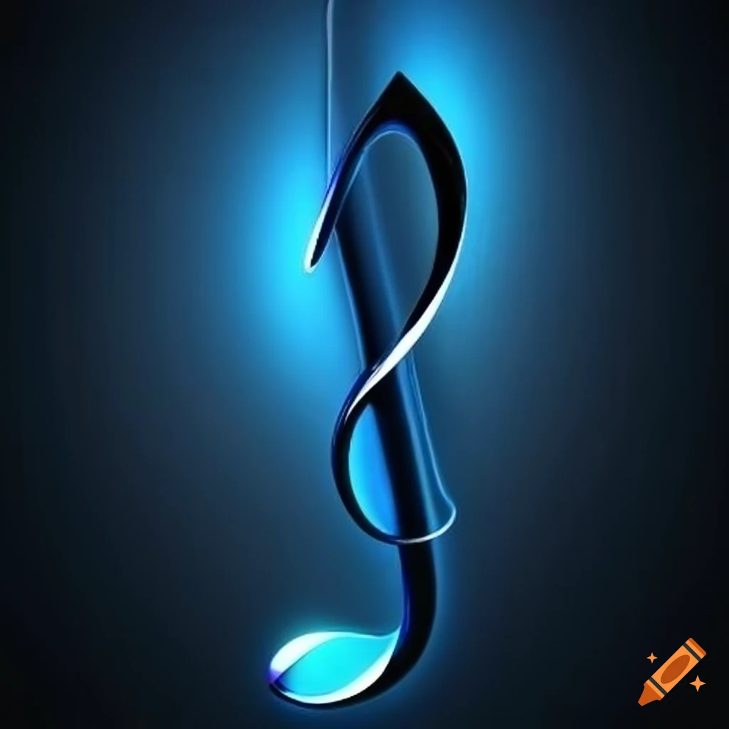 Vibrant blue metallic 3D treble clef