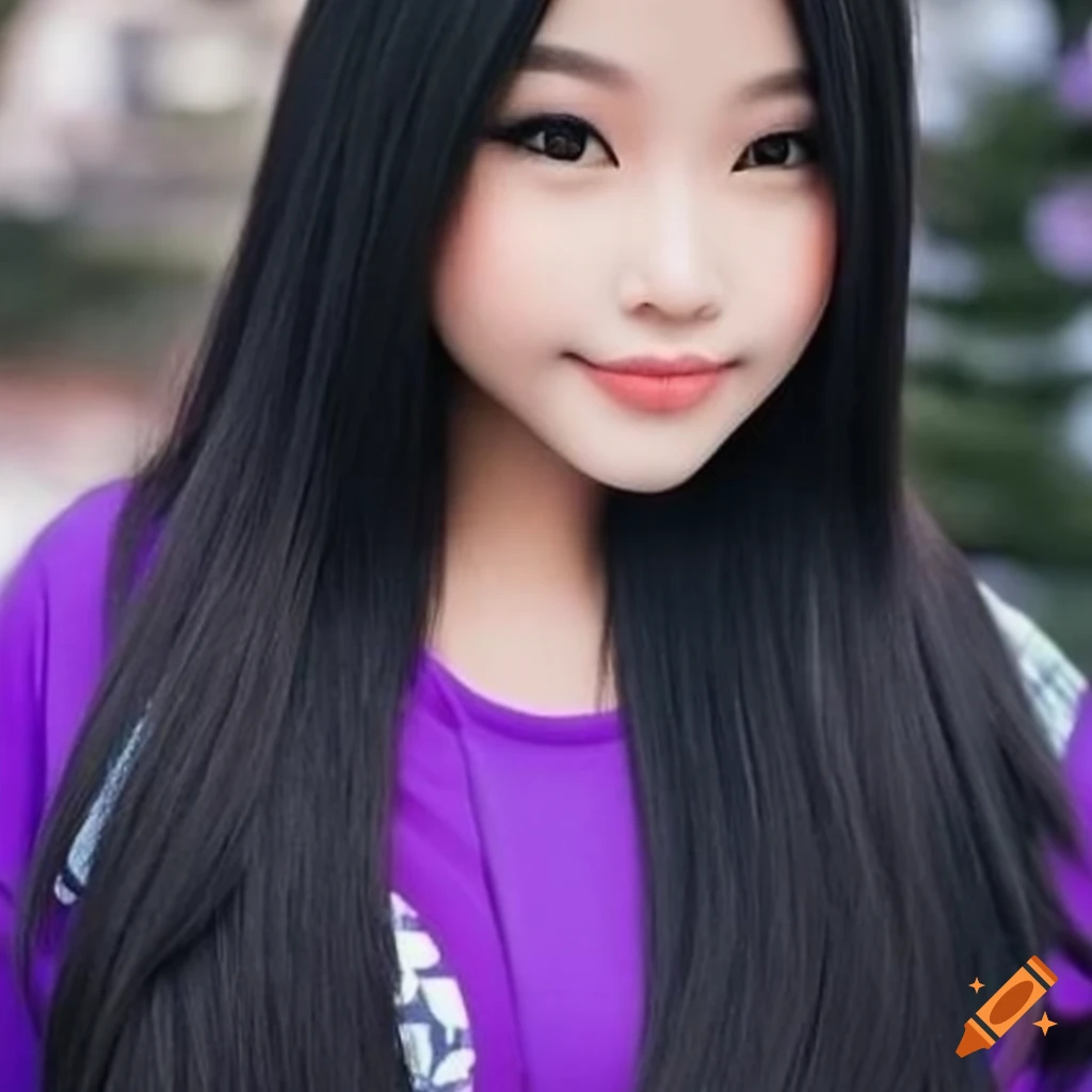 Realistic enhanced portrait of Mabel Pines with black hair