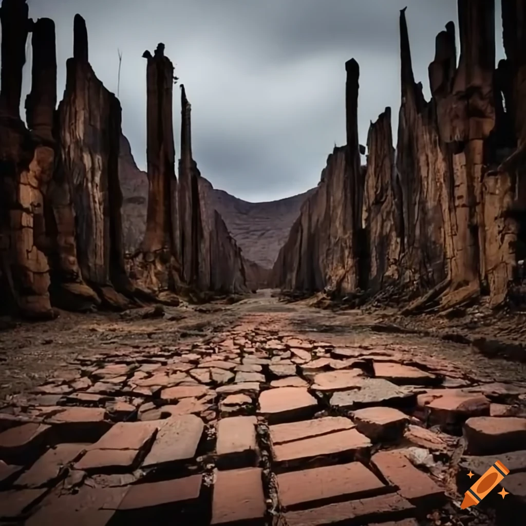 Tartarian ruined burned brick roads in the wilderness