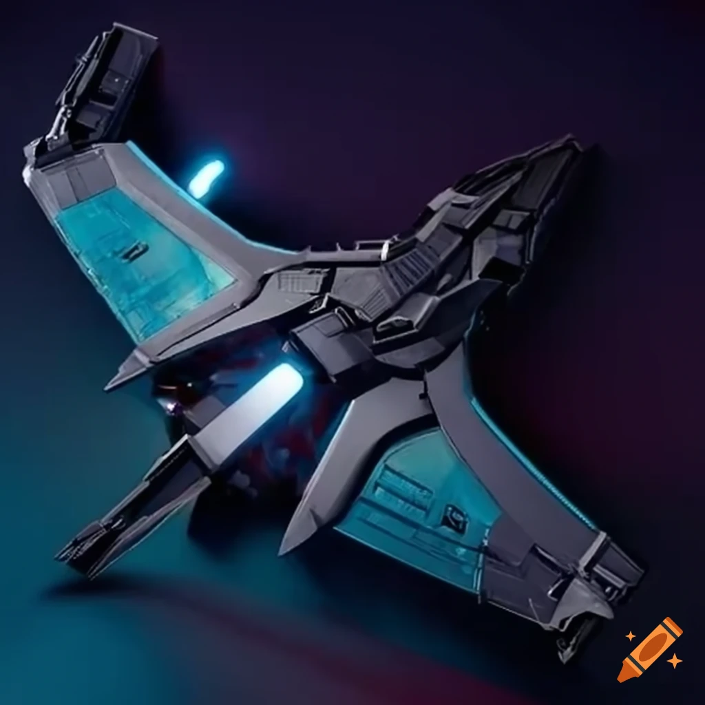 Futuristic space ship using fusion technology in airplane shape