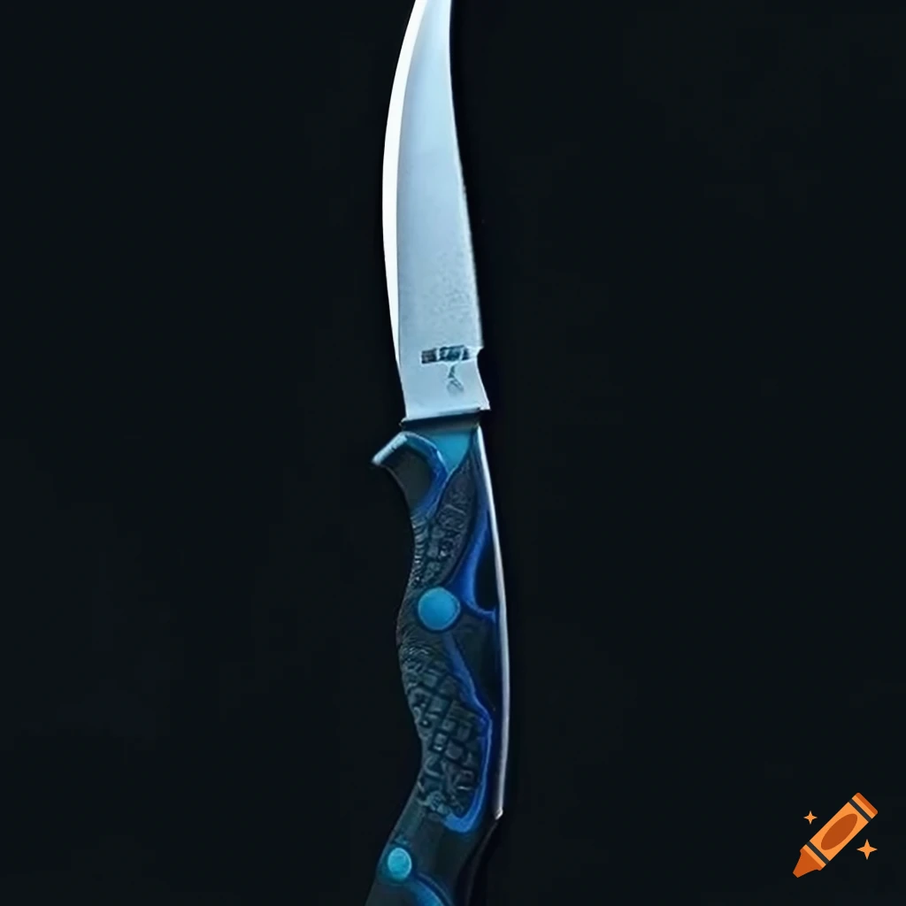Photorealistic knife with matte stainless steel blade and gray rubberized grip