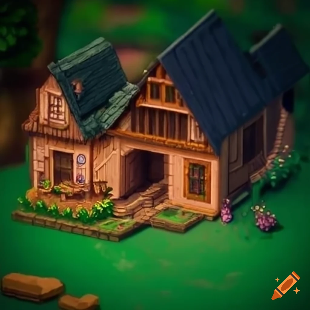 Intricately detailed mini replica of Stardew Valley farmhouse