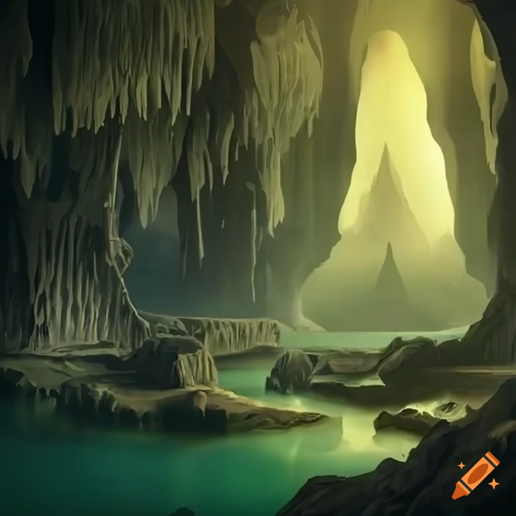 Mystic cavern scenery in fantasy style