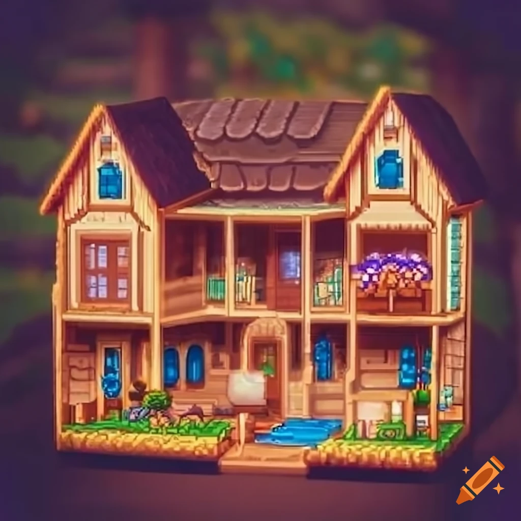 Intricately detailed mini replica of Stardew Valley farmhouse