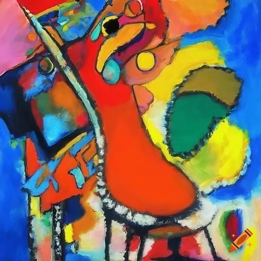 Colorful painting of a market stall by Kandinsky and Karel Appel