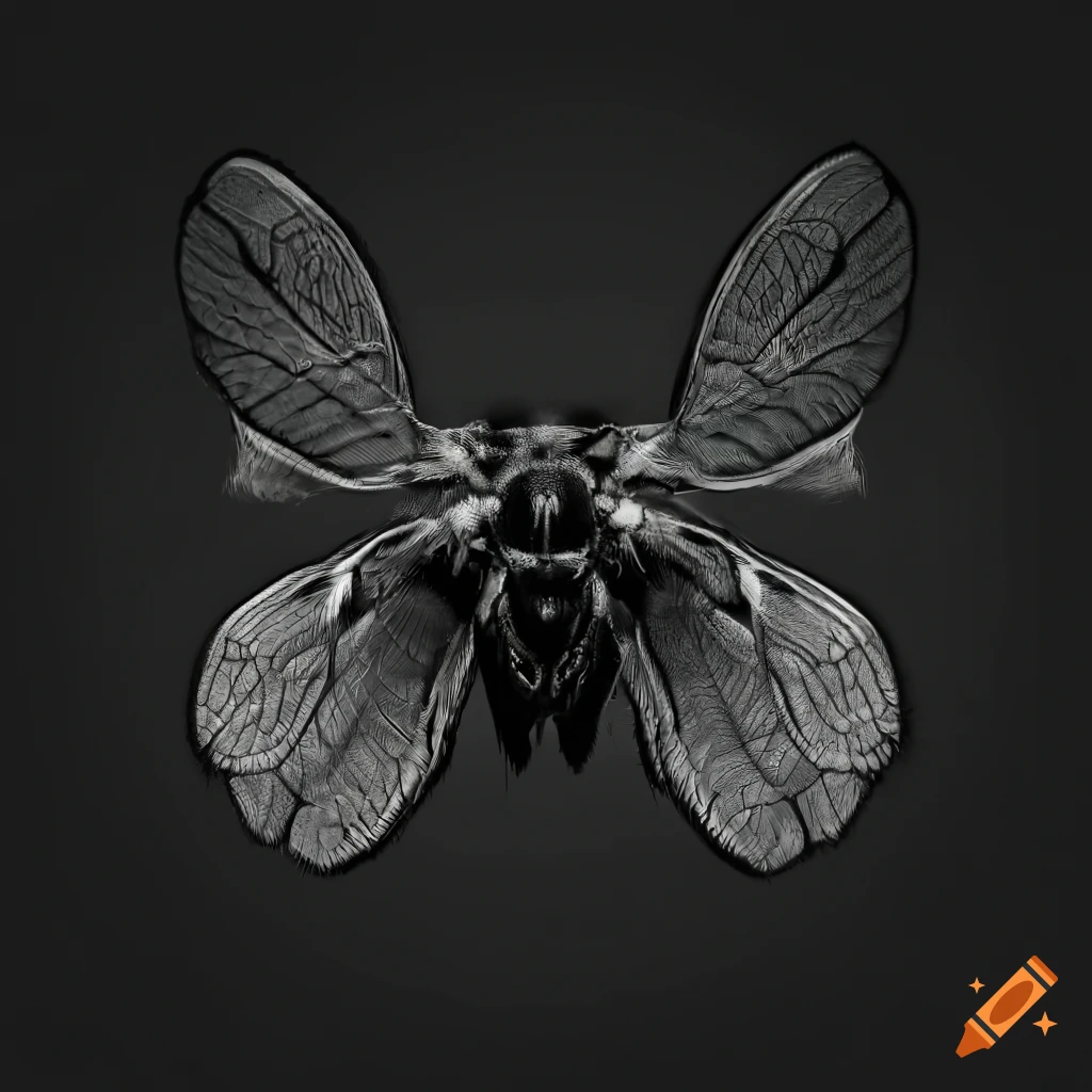 Symmetrical cicada wings spread on a black background
