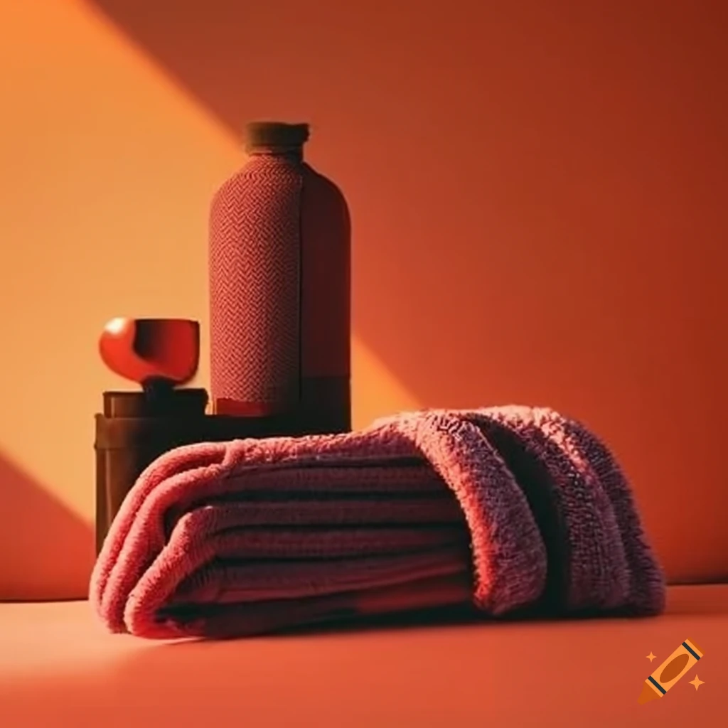 Towel with woven sunset design