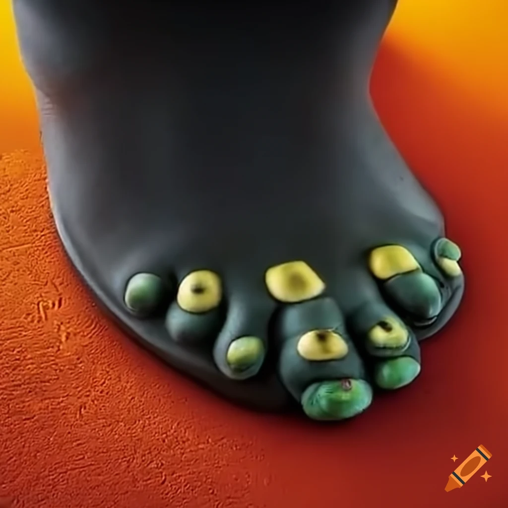 Detailed close-up of Marvin the Martian's black feet
