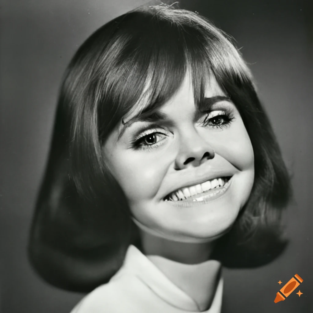 Sally Field in vintage 1960s style clothing and hair