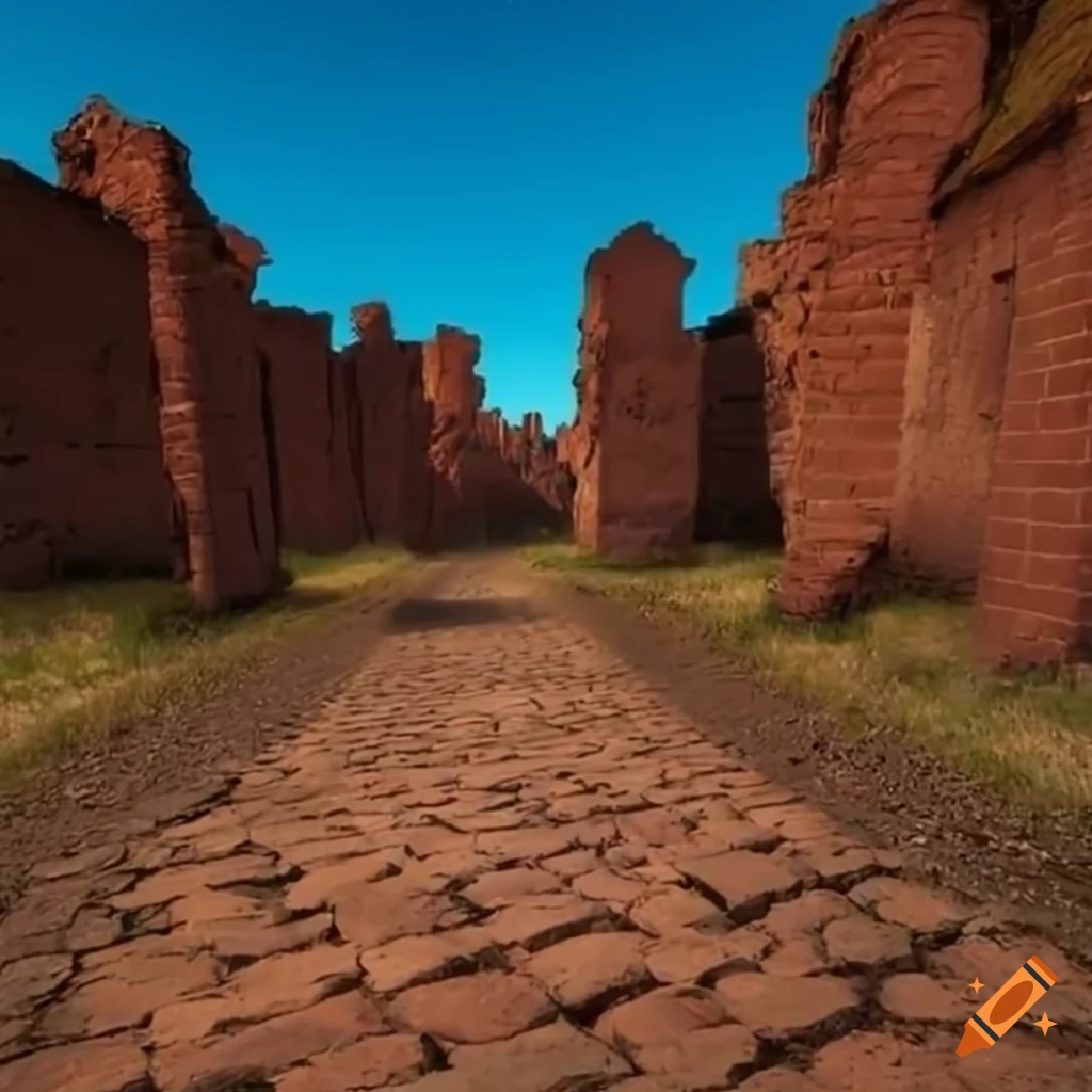 Ruined brick roads in the wilderness