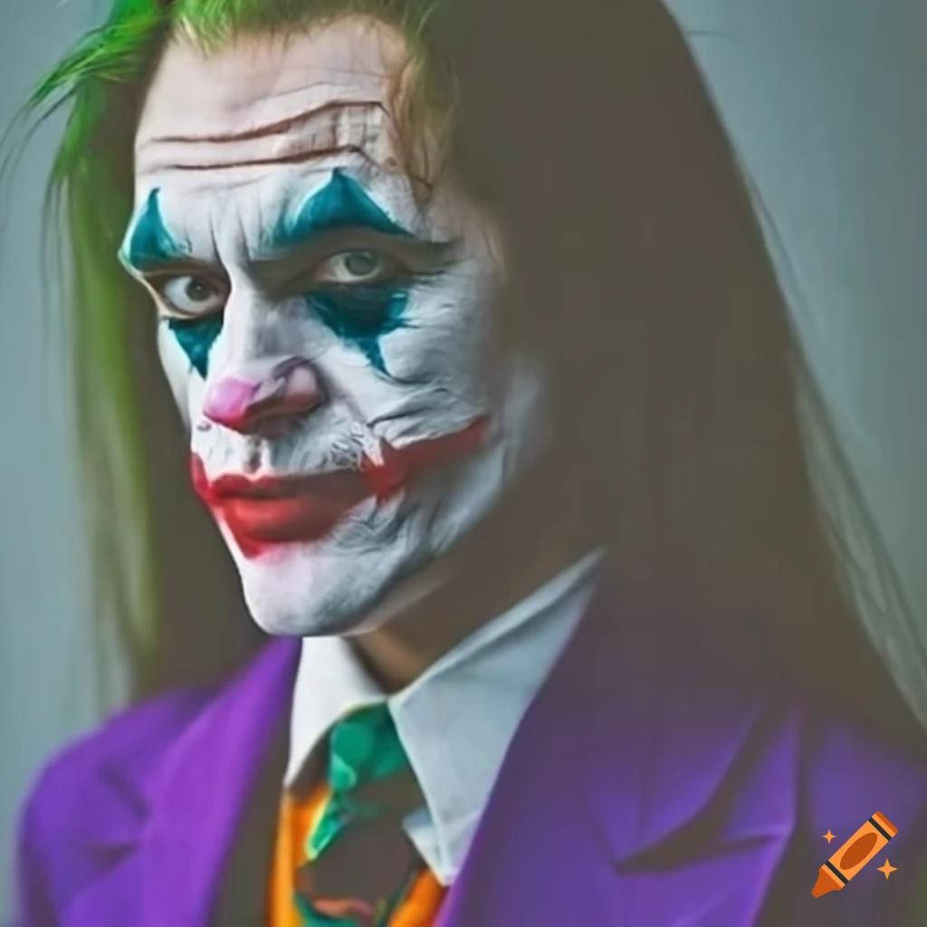 Depiction of the Joker character with straight long hair