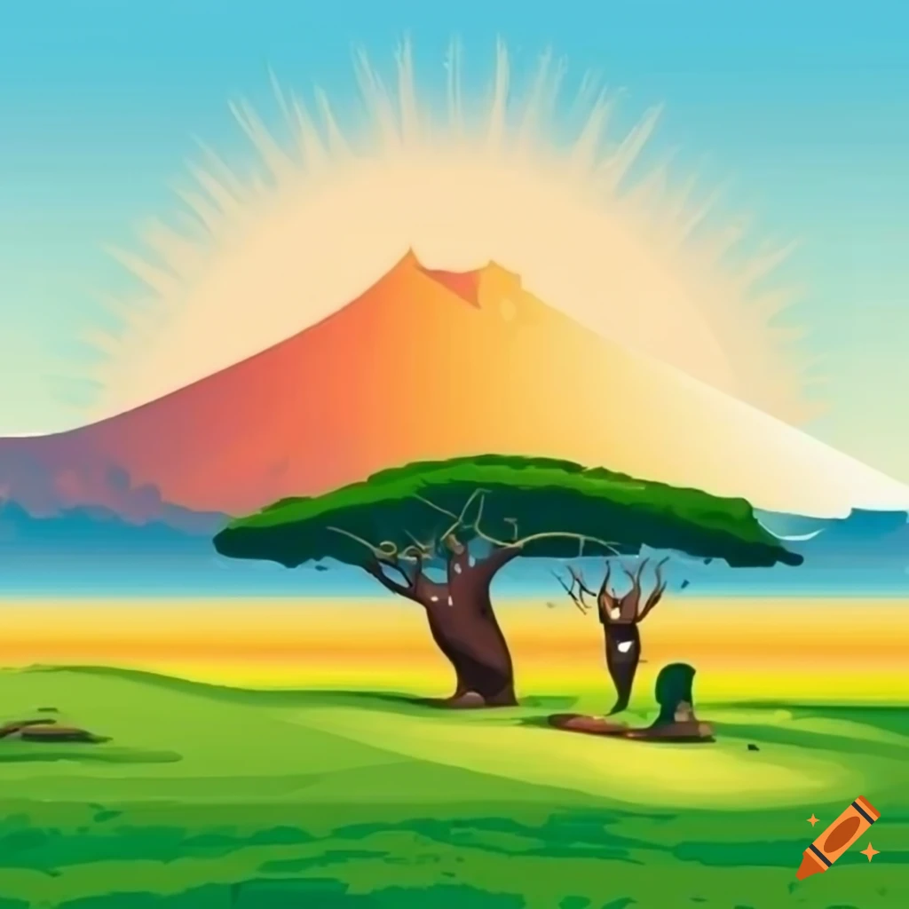 Cartoon African landscape view