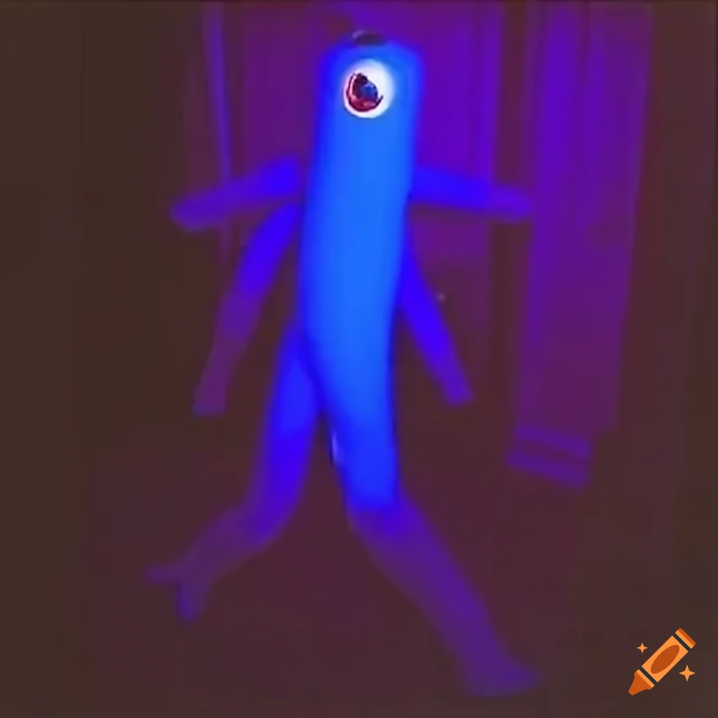 Colorful children's mascot monster with long noodley arms and legs like an inflatable tube man