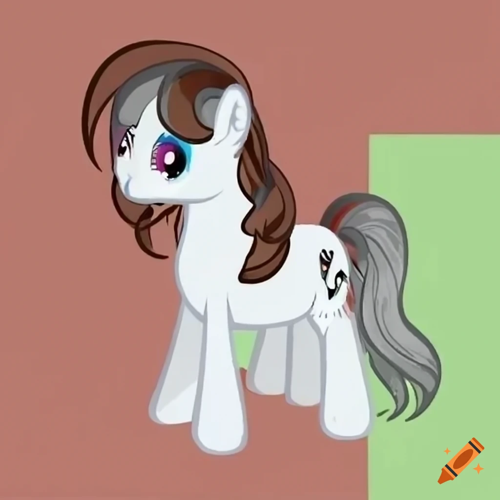White pony with brown and black spots in My Little Pony style