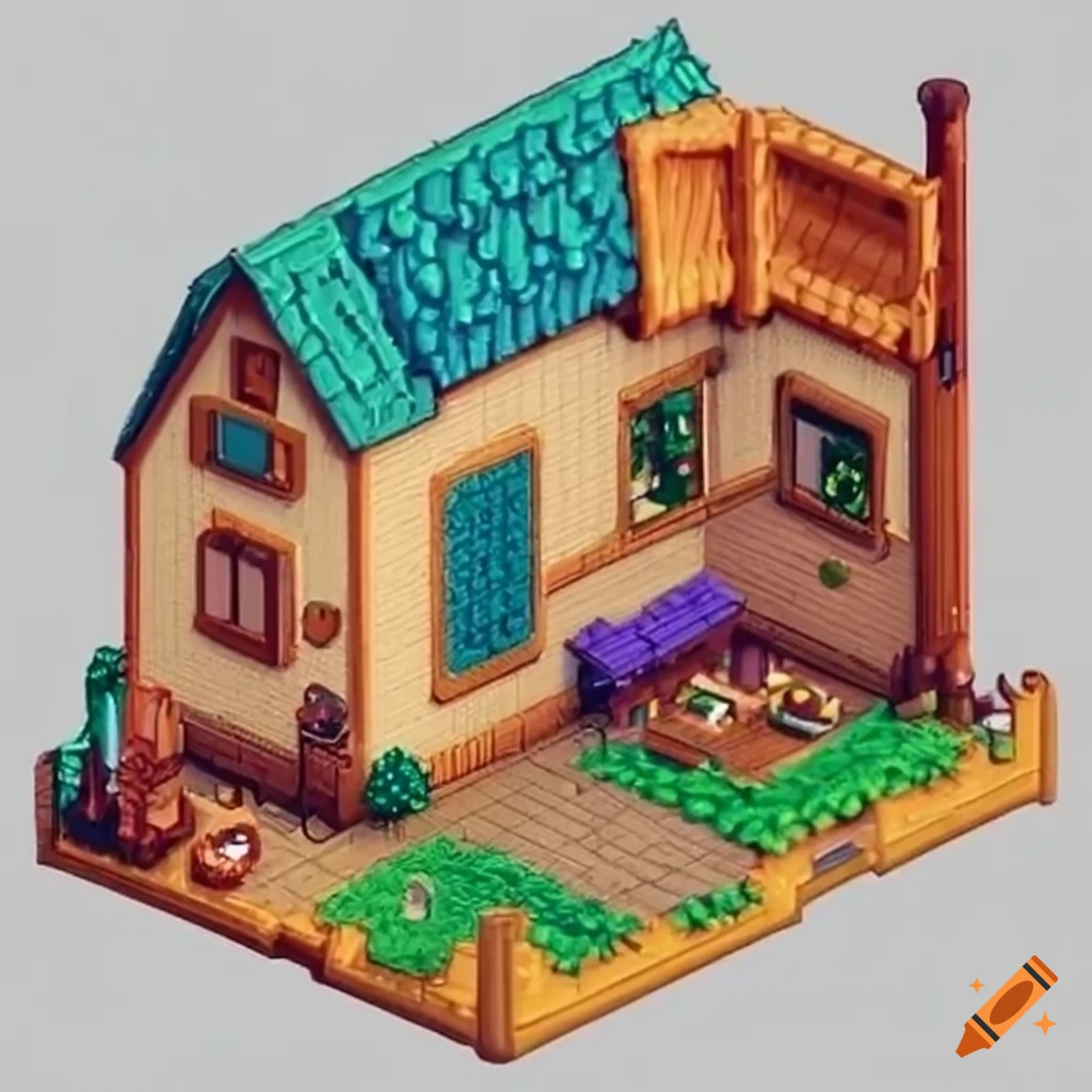 Stardew Valley toy house with detailed miniature farm scene
