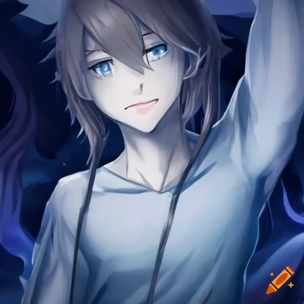 Hybrid human and great white shark with human features in anime style