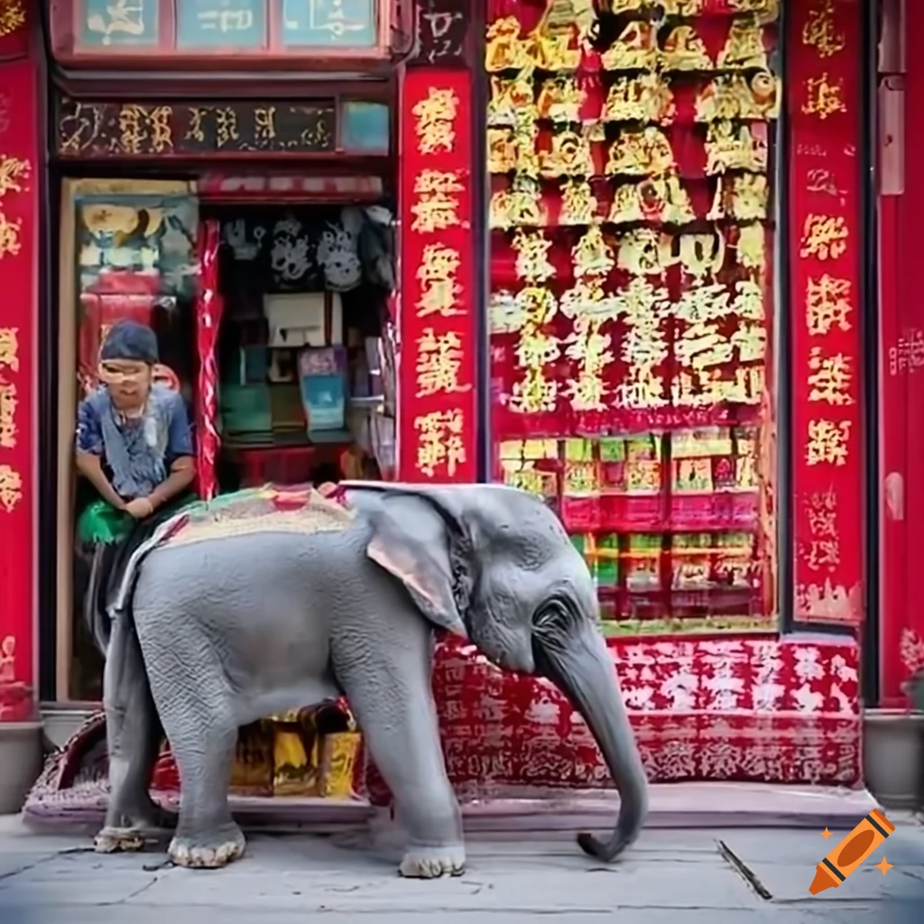 Elephant standing in front of a china shop