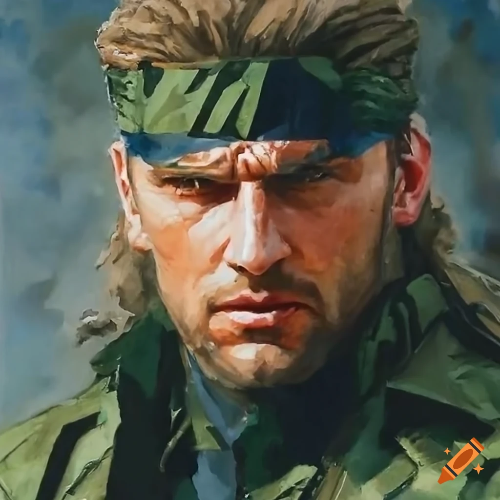Solid Snake preparing a hamburger in a fast food restaurant