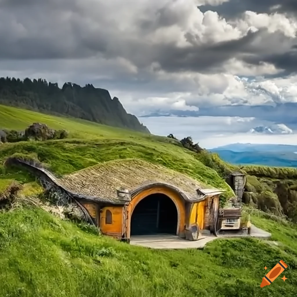 Truck transporting a hobbit house