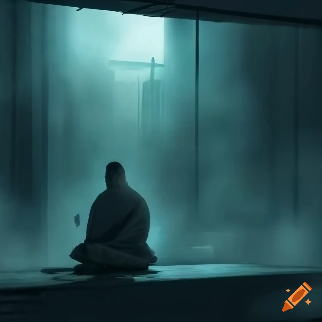 Ronin reflecting in a dimly lit sake house