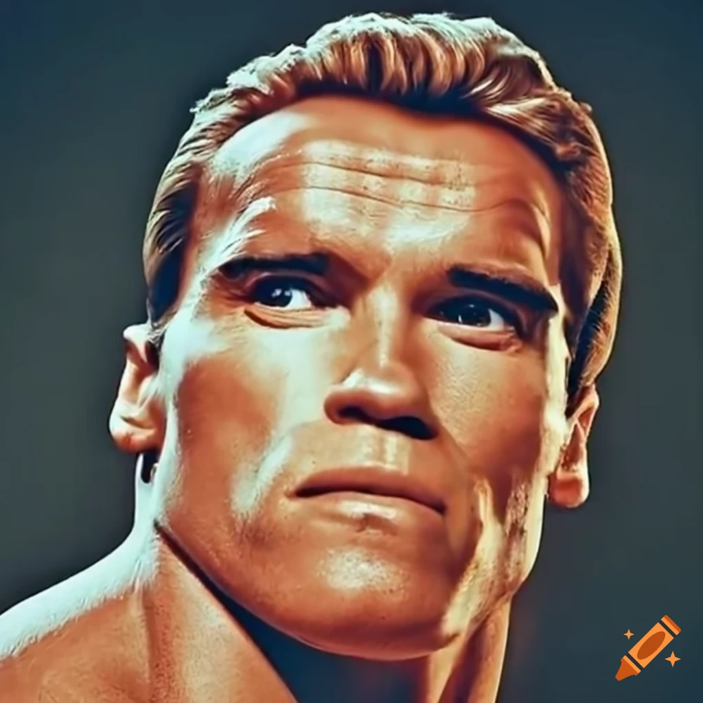 Arnold Schwarzenegger transforms into a Teletubby