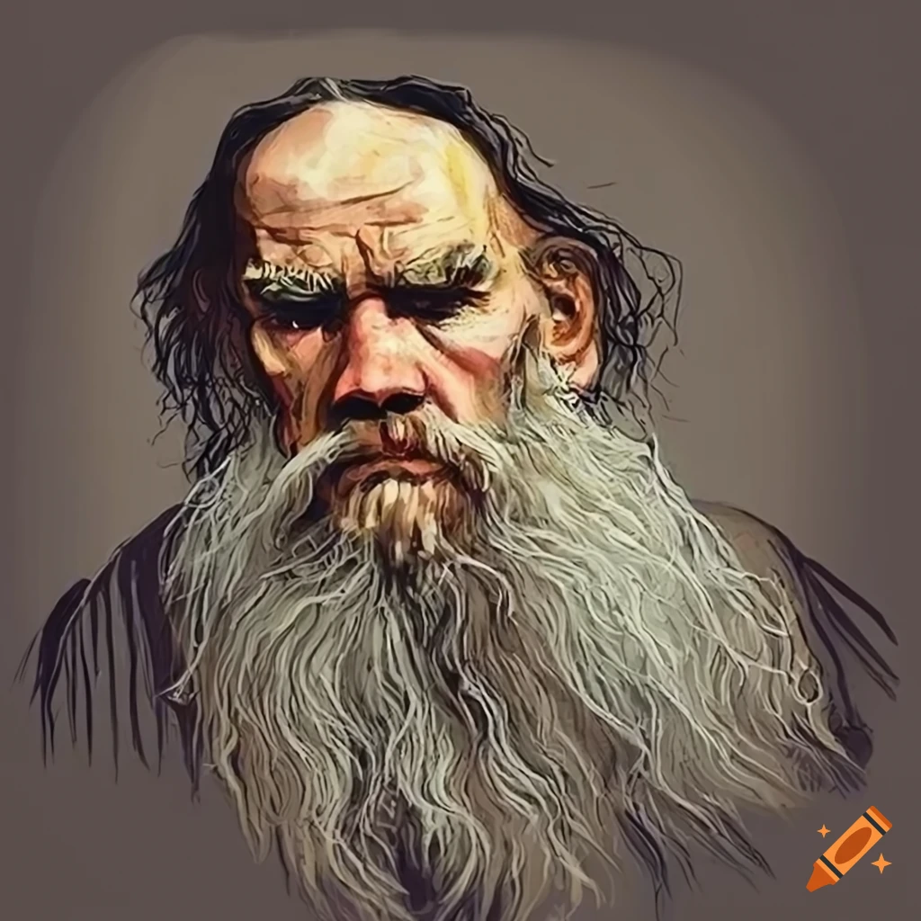 Leo Tolstoy illustration in vintage and modern design styles