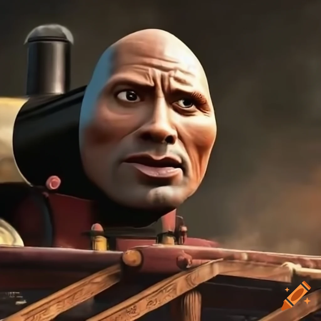Thomas the Tank Engine with Dwayne Johnson's face